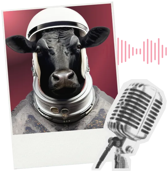 The Beef Podcast - Astronaut cow with microphone