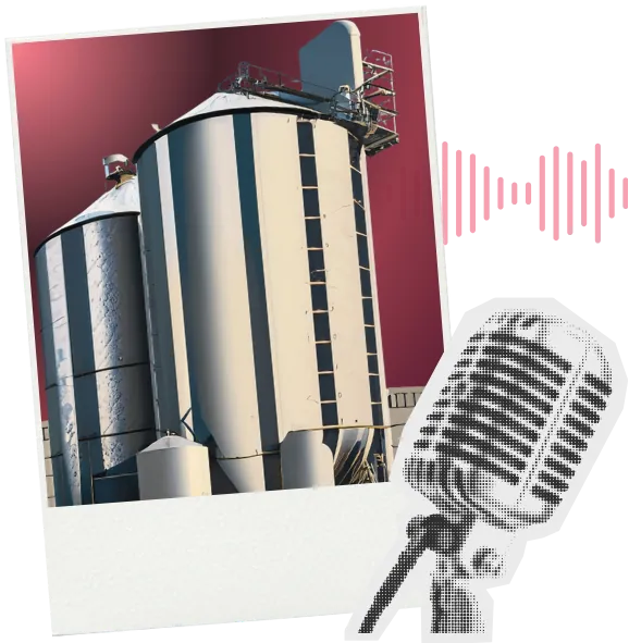 The Feed Science Podcast Show - Feed mill silos with microphone